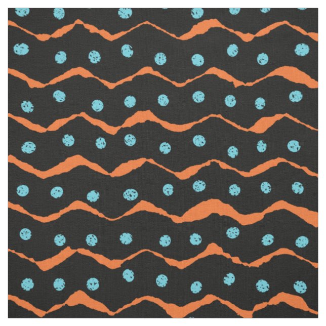 Black, Orange and Blue Pattern Fabric (Swatch)