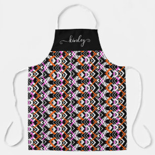 Black, Orange, And Pink Hand Drawn Arrow Pattern Apron