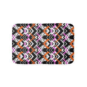 Black, Orange, And Pink Hand Drawn Arrow Pattern Bath Mat