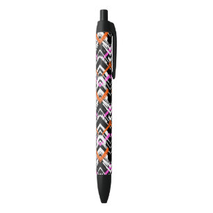 Black, Orange, And Pink Hand Drawn Arrow Pattern Black Ink Pen