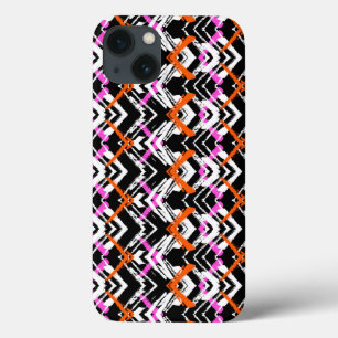 Black, Orange, And Pink Hand Drawn Arrow Pattern iPhone 13 Case