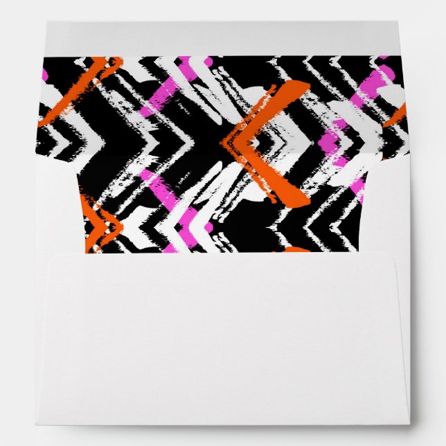 Black, Orange, And Pink Hand Drawn Arrow Pattern Envelopes (Back (Bottom))