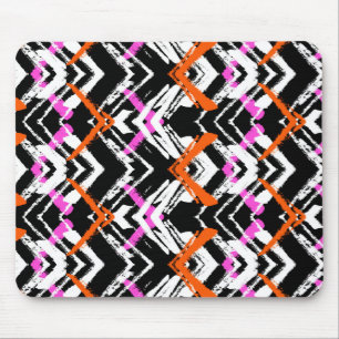 Black, Orange, And Pink Hand Drawn Arrow Pattern Mouse Pad