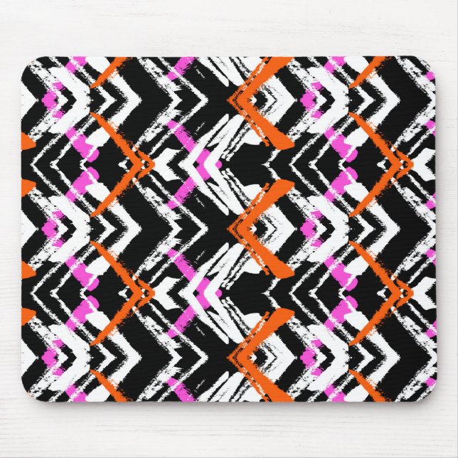 Black, Orange, And Pink Hand Drawn Arrow Pattern Mouse Pad (Front)