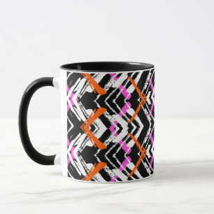 Black, Orange, And Pink Hand Drawn Arrow Pattern Mug