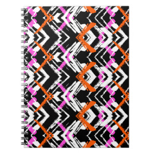 Black, Orange, And Pink Hand Drawn Arrow Pattern Notebook