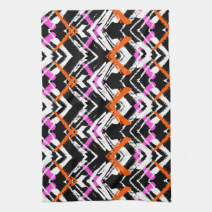 Black, Orange, And Pink Hand Drawn Arrow Pattern Tea Towel
