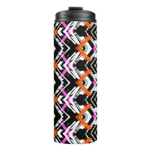 Black, Orange, And Pink Hand Drawn Arrow Pattern Thermal Tumbler