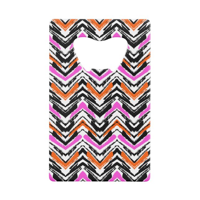 Black, Orange, And Pink Hand Drawn Chevron Pattern (Front)