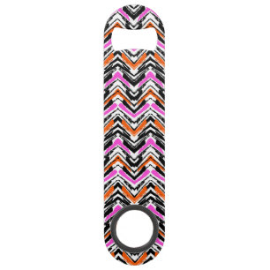 Black, Orange, And Pink Hand Drawn Chevron Pattern