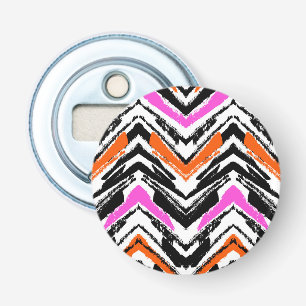 Black, Orange, And Pink Hand Drawn Chevron Pattern Bottle Opener