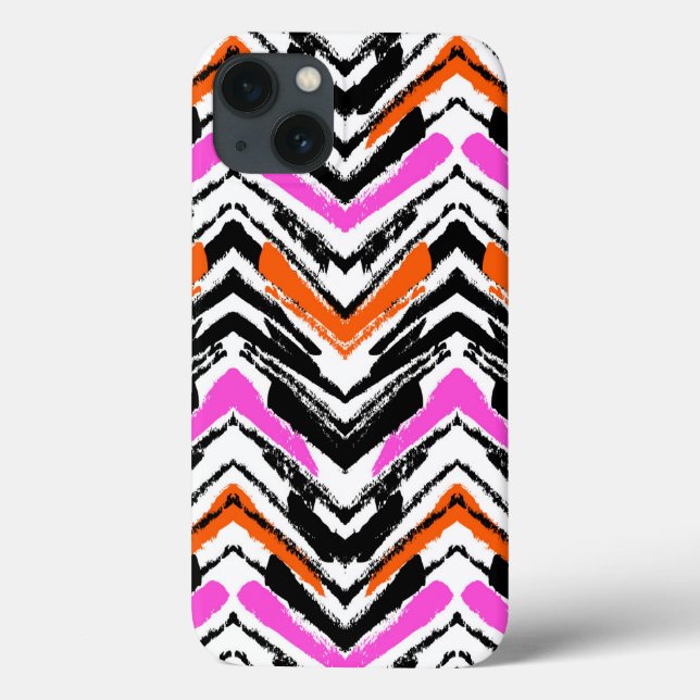 Black, Orange, And Pink Hand Drawn Chevron Pattern Case-Mate iPhone Case (Back)