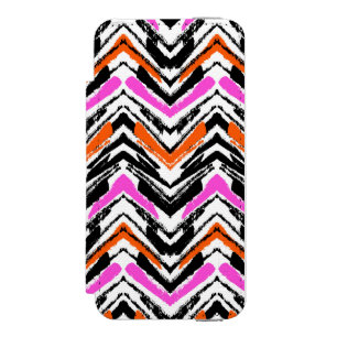 Black, Orange, And Pink Hand Drawn Chevron Pattern Incipio Watson™ iPhone 5 Wallet Case