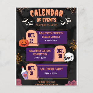 Black Orange and Violet Halloween Calendar of Even Flyer