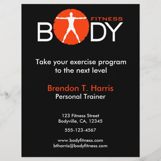 Black Orange and White Body Madness Fitness Flyers (Front)