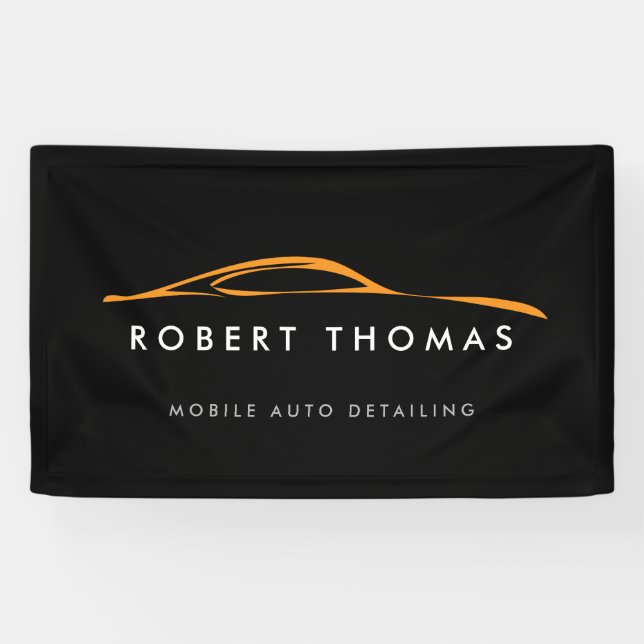 Black/Orange Auto Detailing, Auto Repair Banner (Horizontal)