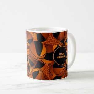 black orange basketball team colours coach name coffee mug