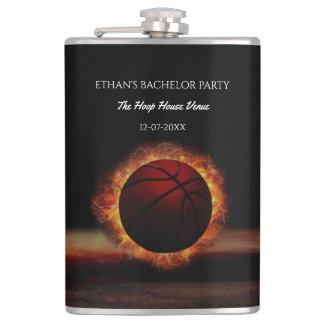 Black Orange Basketball themed party weekend Hip Flask