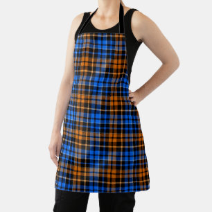 Black Orange Blue Plaid Tartan Design  Apron