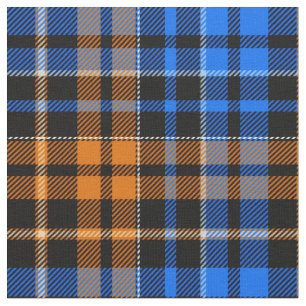 Black Orange Blue Plaid Tartan Design  Fabric
