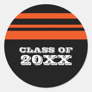 Black/Orange Bold Stripes Graduation Stickers
