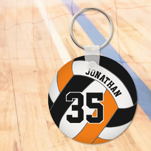 black orange boys custom jersey number volleyball key ring
