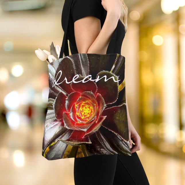 Black orange cactus photography dream script bold tote bag (Creator Uploaded)