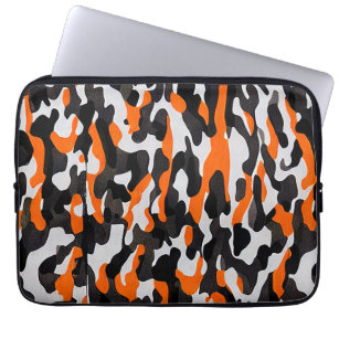 Black Orange camouflage pattern Electronics Bag
