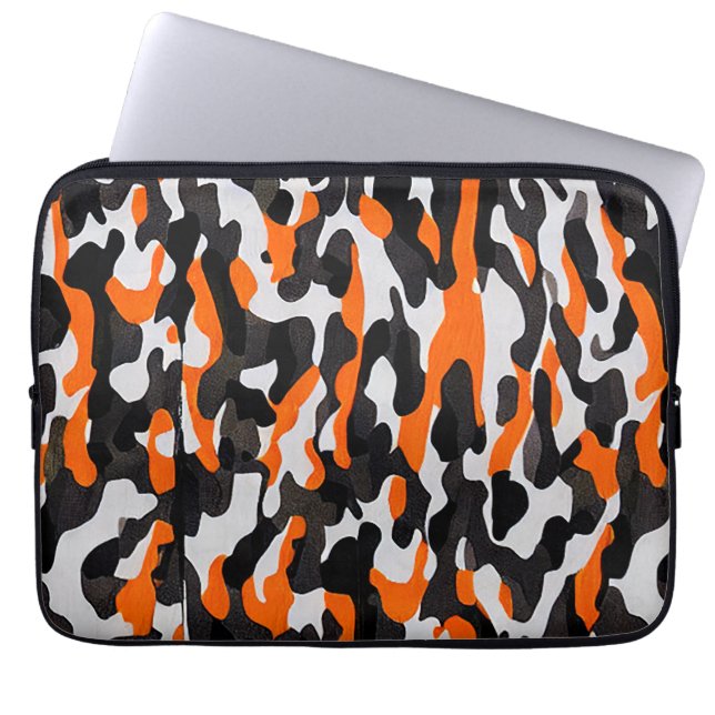 Black Orange camouflage pattern Electronics Bag (Front)