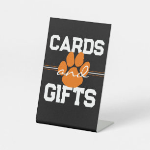 Black & Orange Cards & Gifts Graduation Table Pedestal Sign