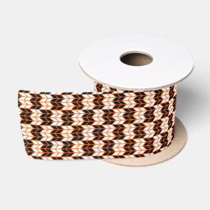 BLACK ORANGE CHECK KNIT 3" Wide Satin Ribbon