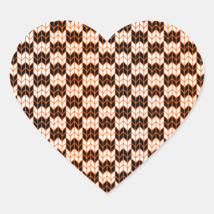 BLACK ORANGE CHECK KNIT Heart Stickers