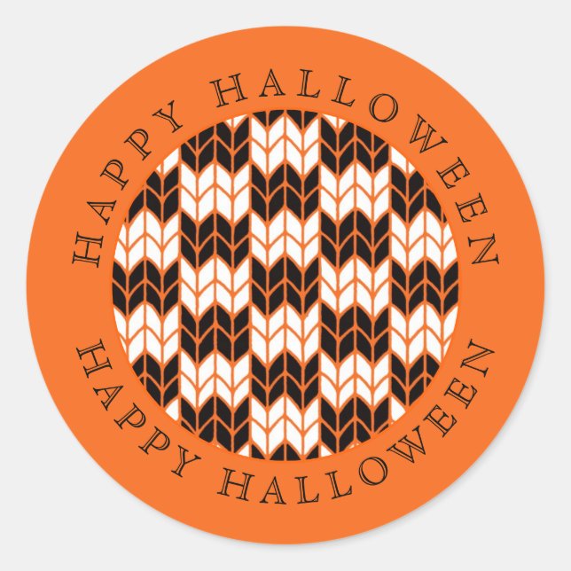 BLACK ORANGE CHECK KNIT Small Round Stickers II (Front)