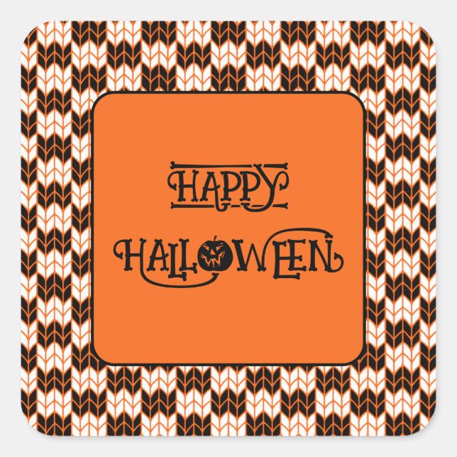 BLACK ORANGE CHECK KNIT Small Square Stickers II (Front)