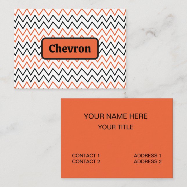 Black Orange Chevron Zigzag Business Card (Front/Back)