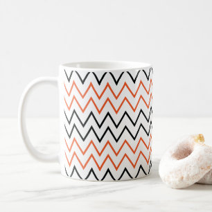 Black Orange Chevron Zigzag Coffee Mug