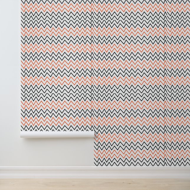 Black Orange Chevron Zigzag Wallpaper (Application)