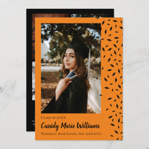 Black Orange Confetti Graduation Announcement