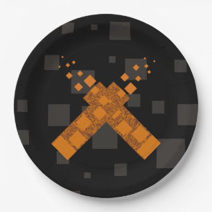 Black orange cult cross torch fire Pagan dark art  Paper Plate