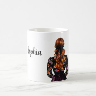 Black Orange Flowers Coffee Mug