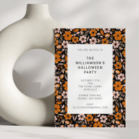 Black Orange Flowers Mushrooms Halloween Party