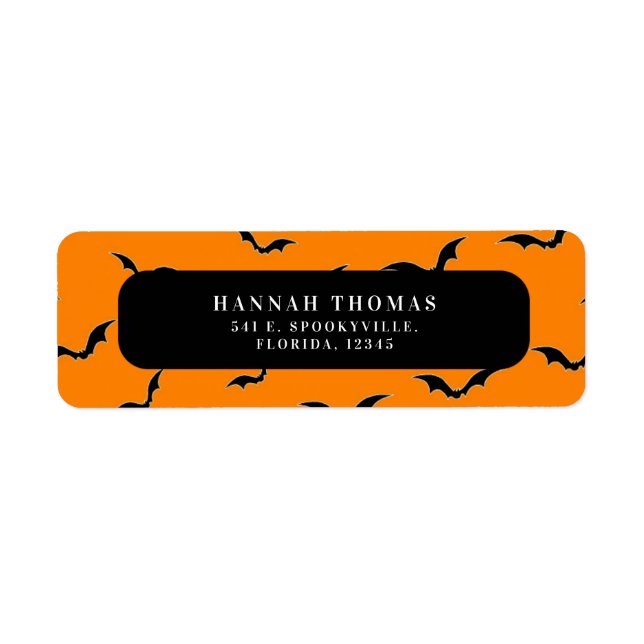 Black & Orange Flying Bats Return Address Label (Front)