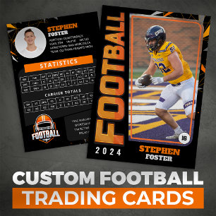 Black & Orange Football Trading Card Custom Player