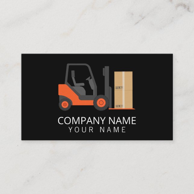 Black Orange Forklift, Logisitcs - Professional Business Card (Front)