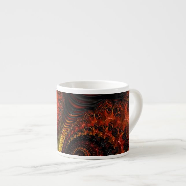 Black,orange Fractal Art Espresso mug (Front Right)