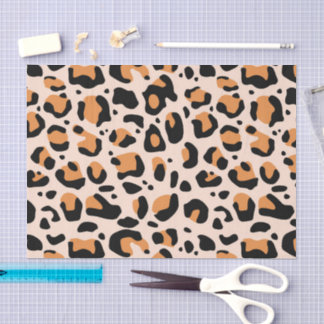 Black Orange Funky Leopard Print Decoupage Tissue Paper
