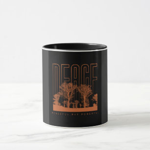 Black Orange Futuristic Peace Mug