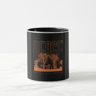 Black Orange Futuristic Peace Mug