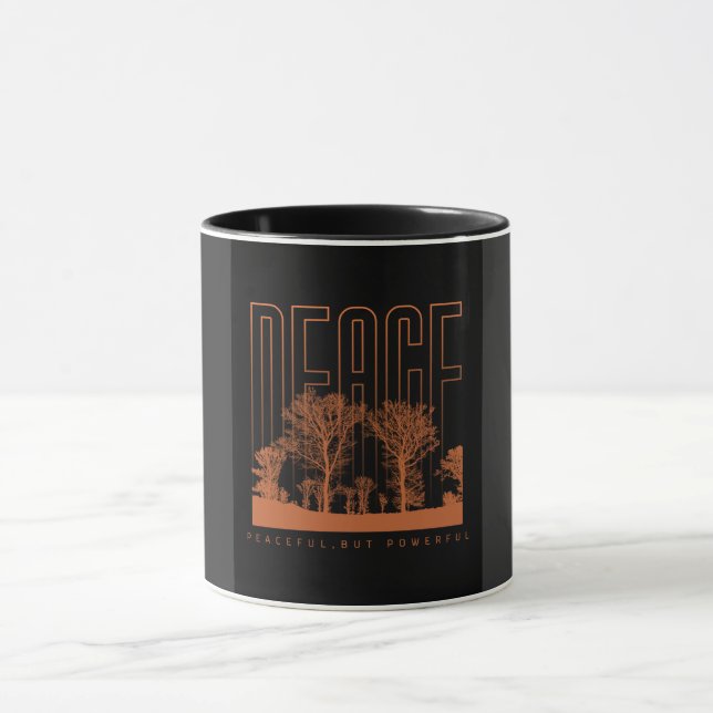 Black Orange Futuristic Peace Mug (Center)