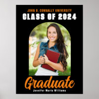 Black Orange Graduate Photo 2026 Graduation Party